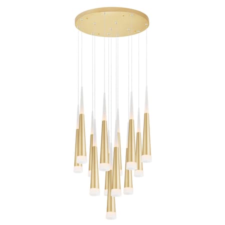 Cwi Lighting Andes LED Multi Light Pendant With Satin Gold Finish 1103P20-13-602